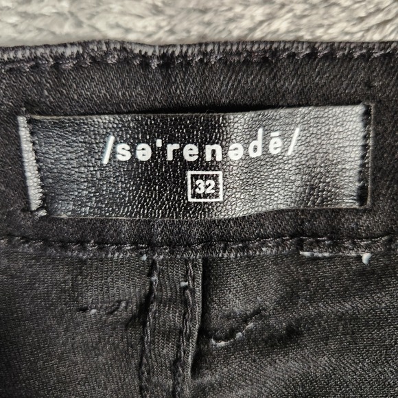 Serenade Black Denim Jeans Mens Size 32 Skinny Fit Casual Fashion Pants - Picture 7 of 15